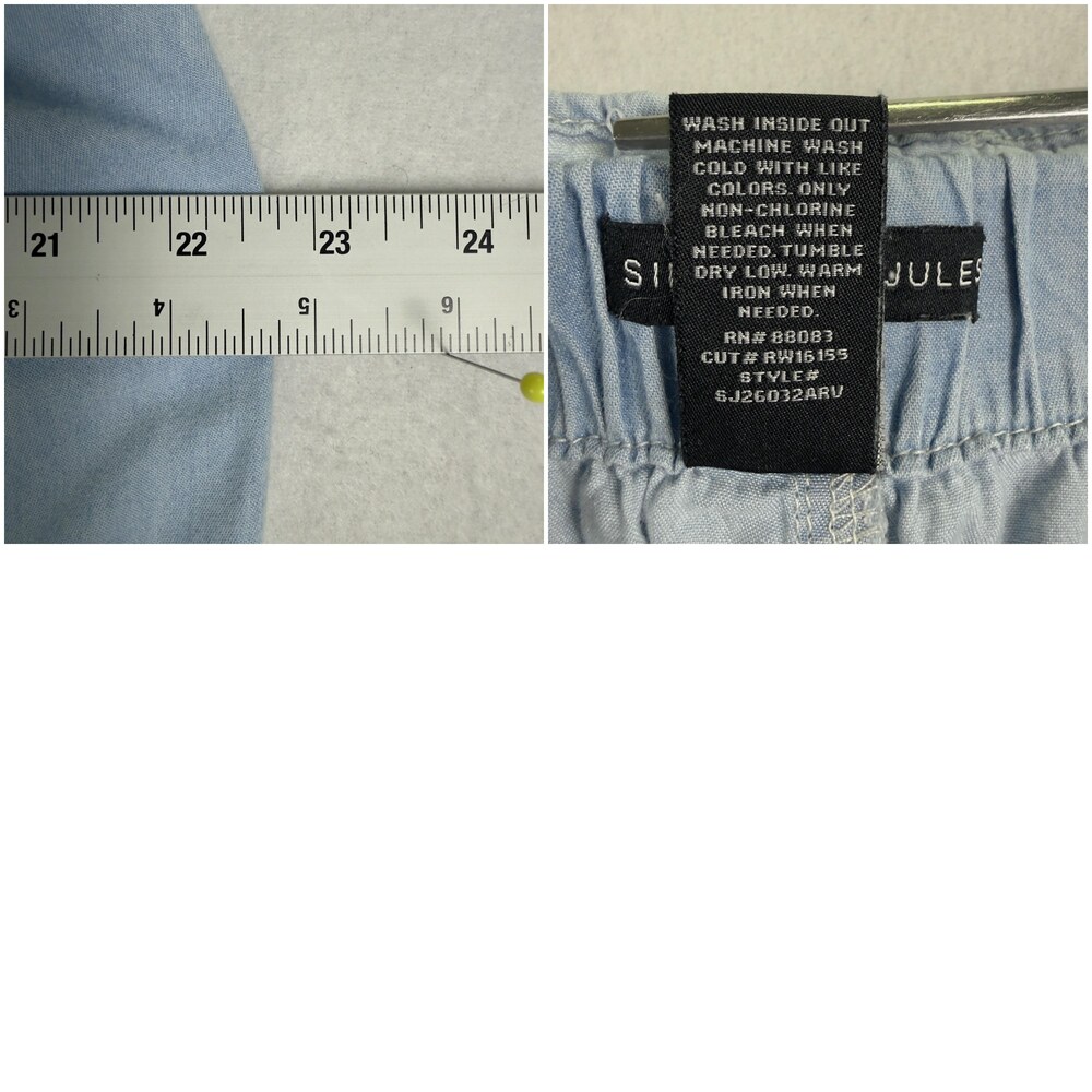 SINCERELY JULES Wide Leg High Rise Pants Paperbag Waist Pockets Baby Blue Size M - Picture 16 of 16